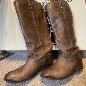 Frye Melissa Distressed Slate Grey Button Tall Riding Boots Size 7.5